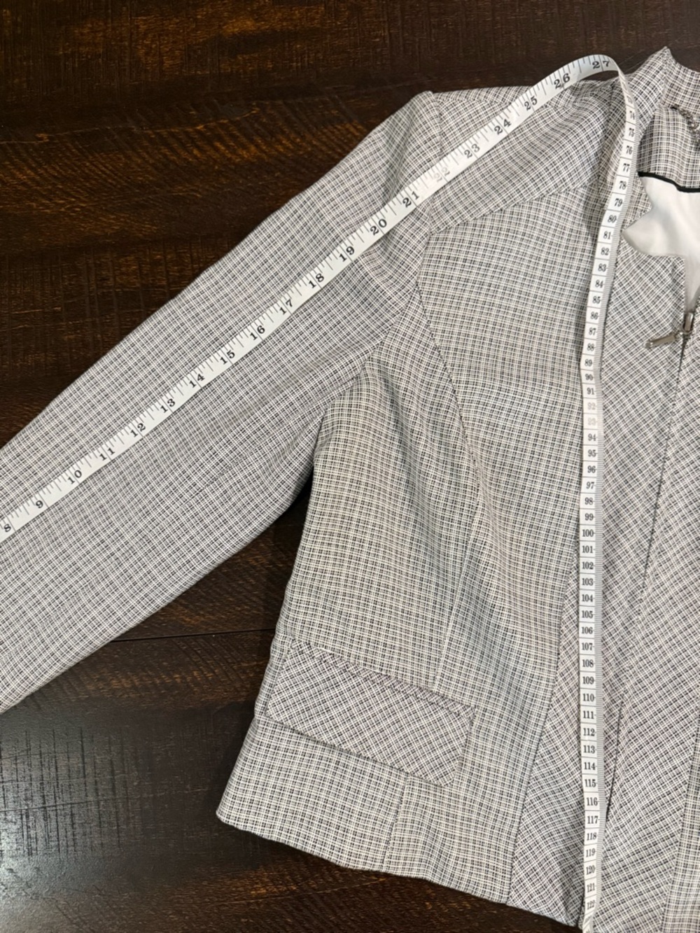 White House Black Market Plaid Moto Blazer Jacket Petite 10P - Picture 10 of 12
